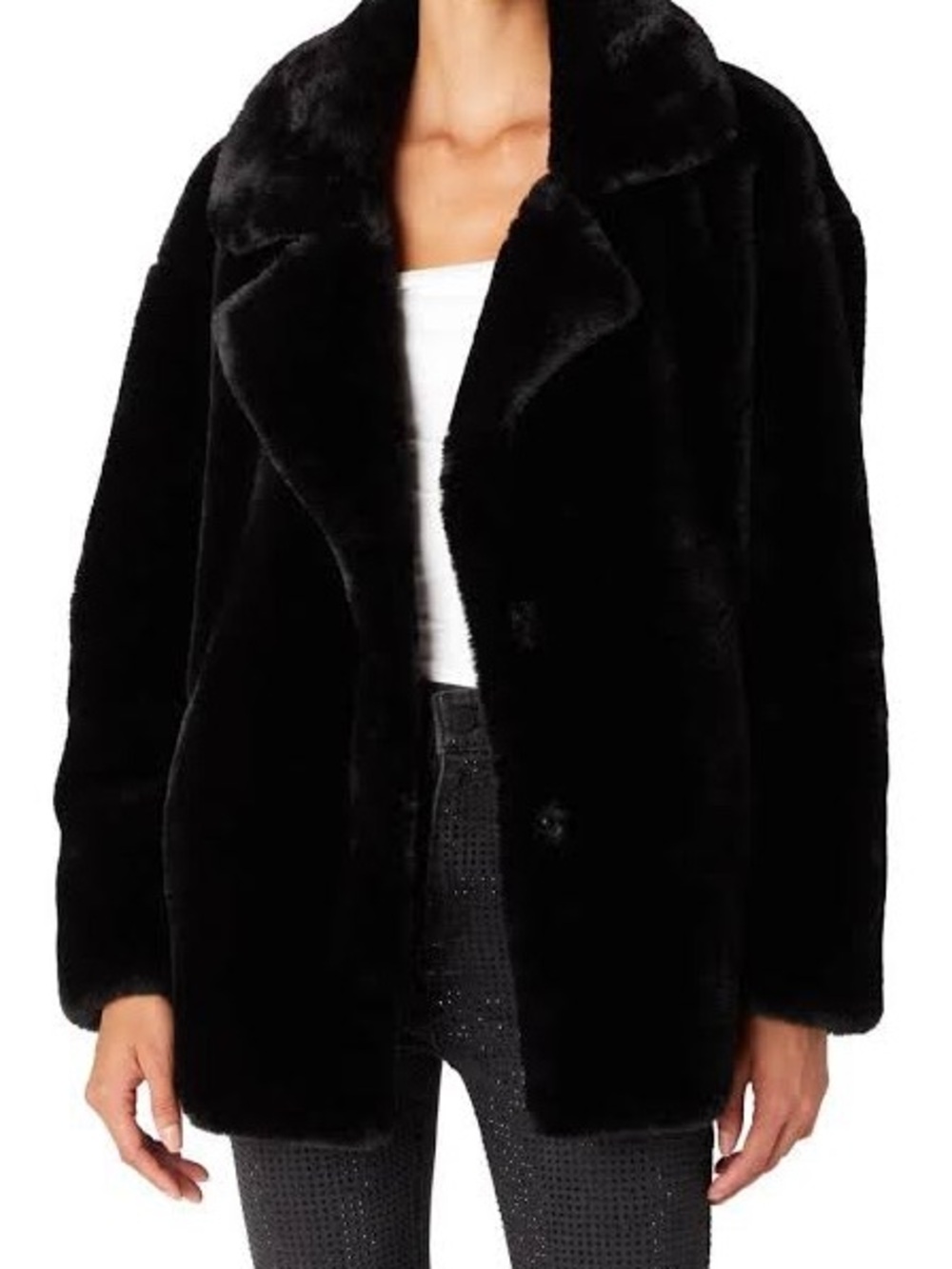 NWT! MADDEN GIRL Black Faux Fur Teddy Jacket Size Medium